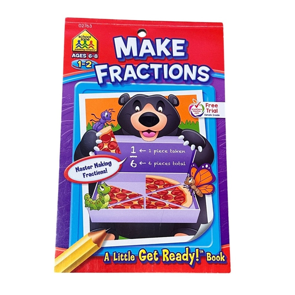 School Zone Make Fractions Workbook Ages 6-8 Grades 1-2 Little Get Ready NEW